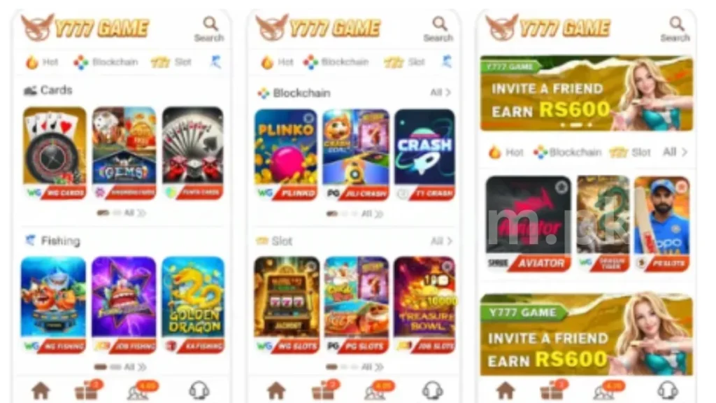 Y777 Game home pages